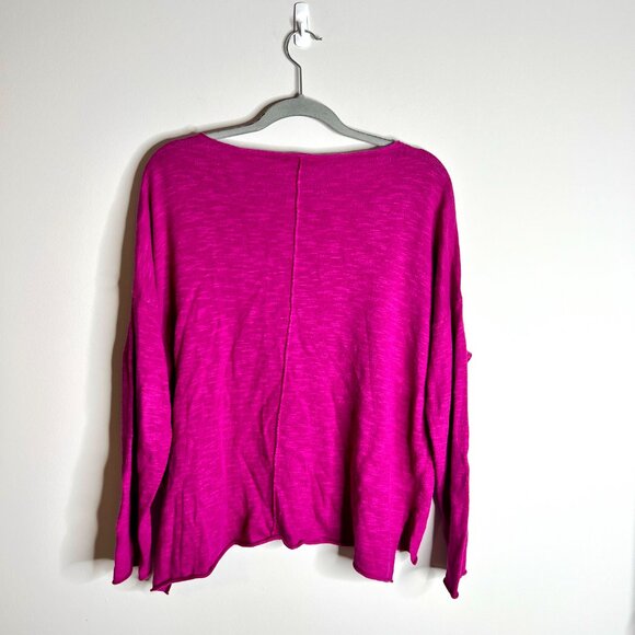 Eileen Fisher Bright Magenta Linen Blend Boxy Fit Lightweight Tee Sz M Boho - Picture 4 of 4